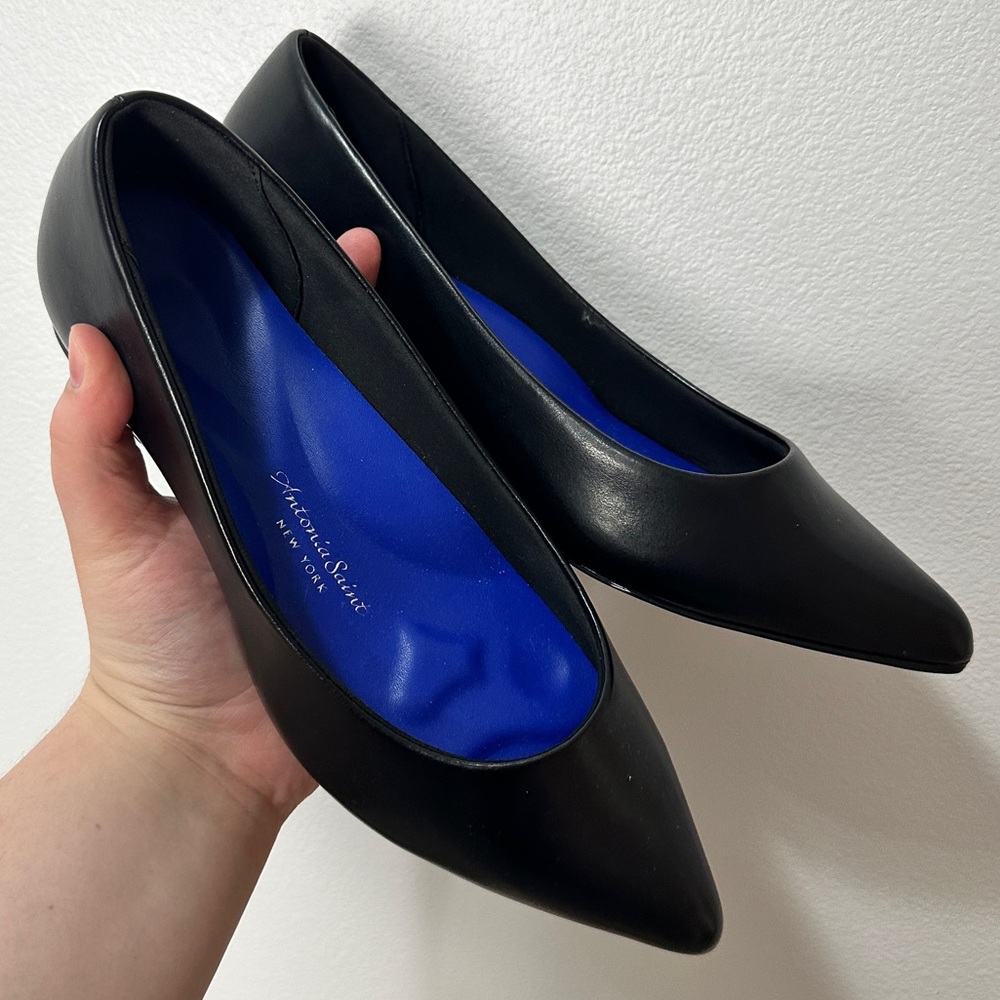 Antonia Saint NY Black Size 7.5 - 8 WIDE Jane Autumn Flat Heel Pointed Comfort